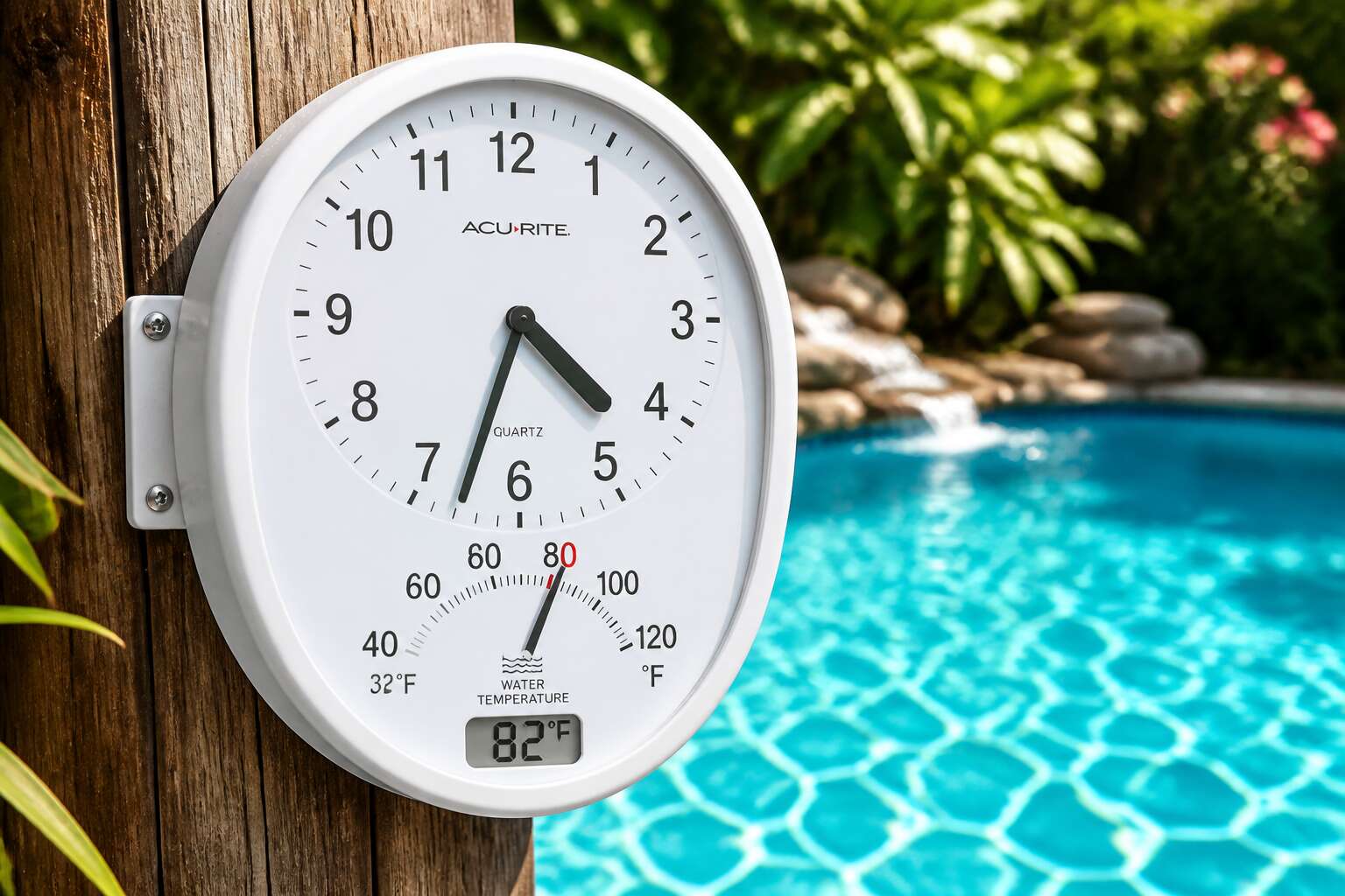 outdoor pool clock thermometer